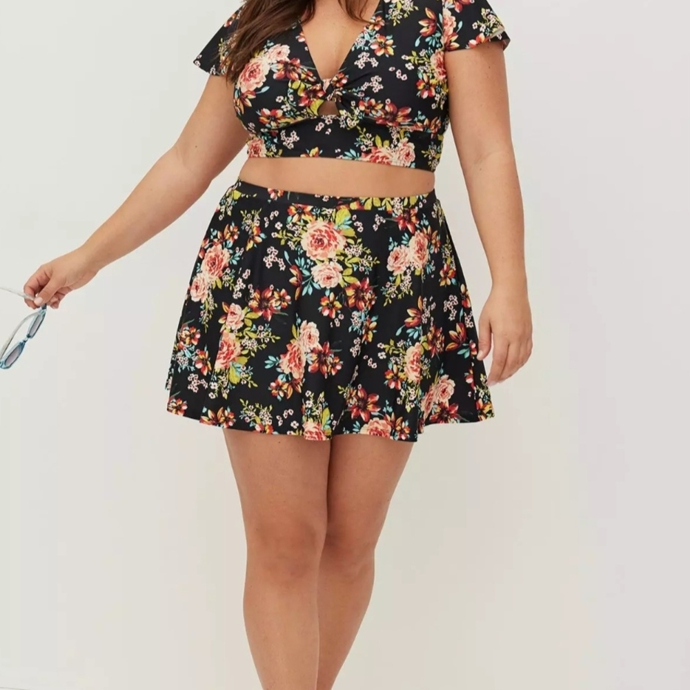 Torrid Floral Bikini Set - Black and Pink